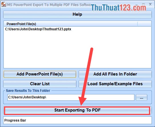 Nhấn nút Start Exporting to PDF