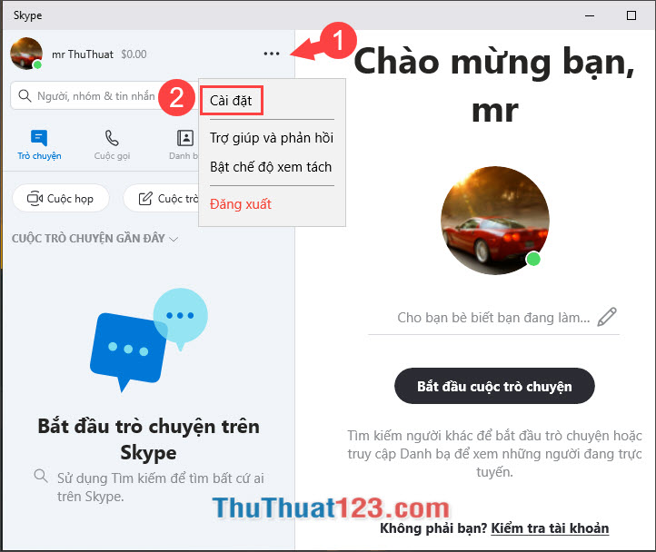 Cách xóa tài khoản Skype