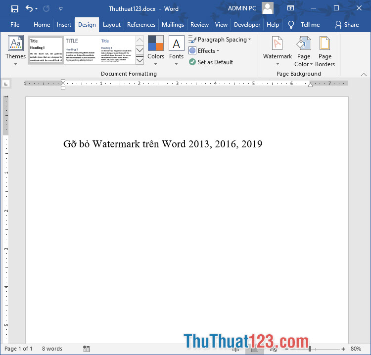 File Word của bạn sau khi loại bỏ Watermark