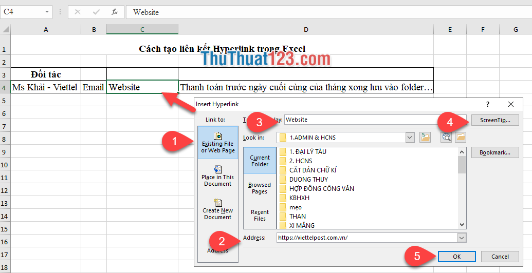 Chọn Existing File or Web Page