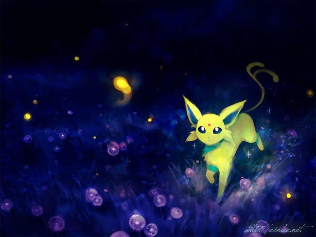 Hinh ảnh Pokemon đi giữa đồng vào đêm