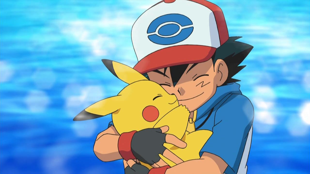 Hình ảnh Pokemon Red ôm Pikachu
