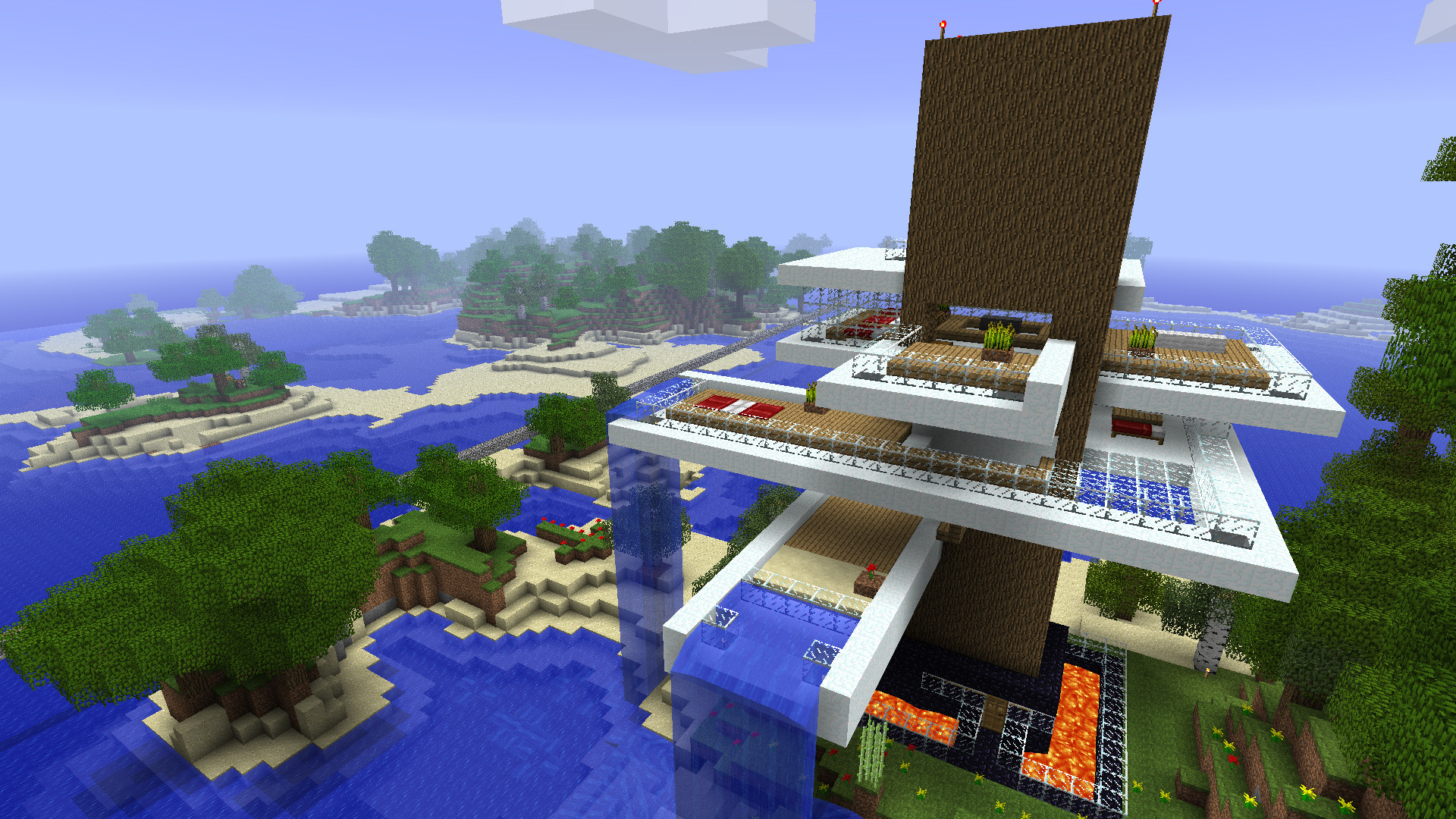 Hình nền Minecraft khu nghỉ dưỡng biển xanh