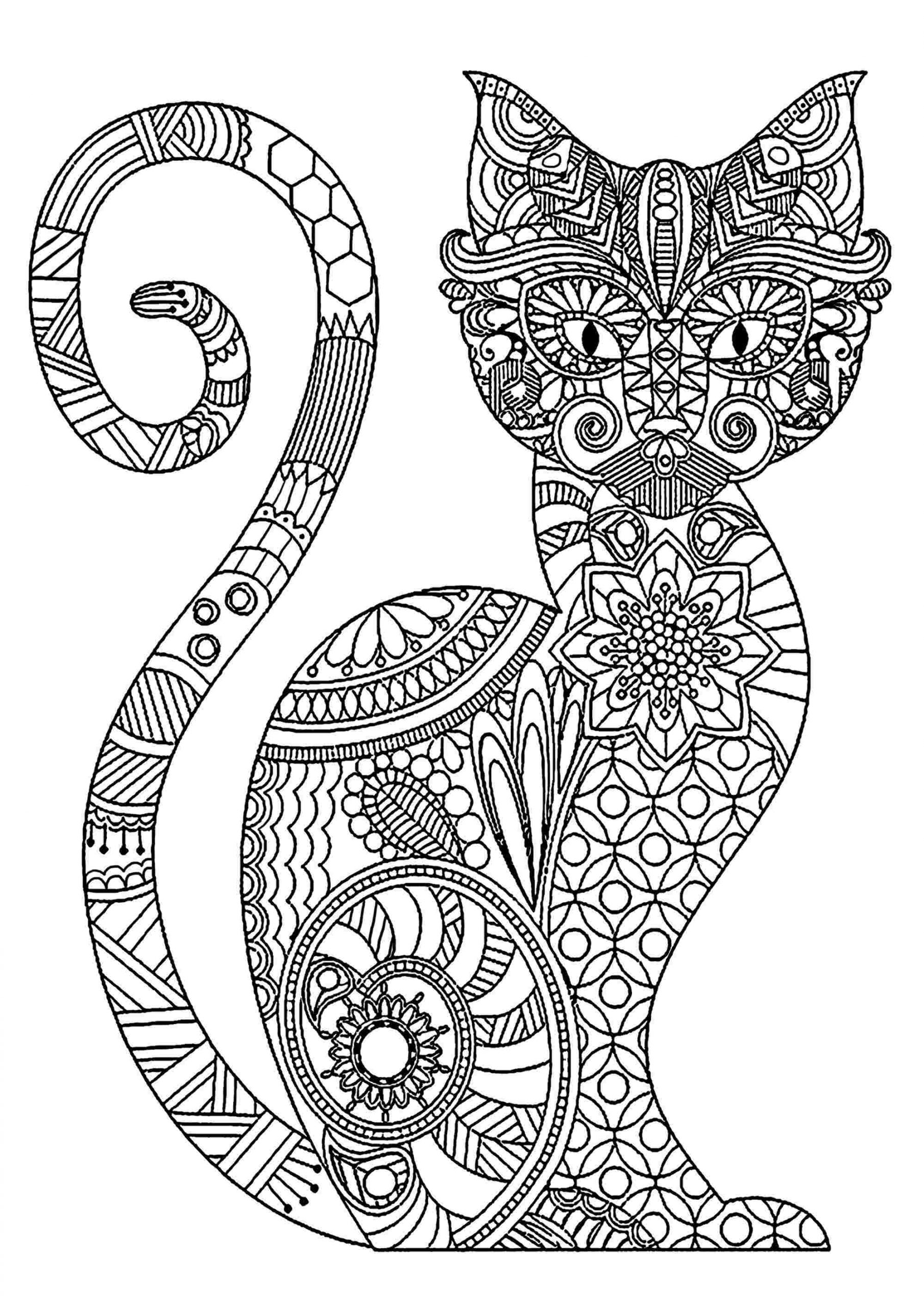 Tranh tô màu chú mèo với họa tiết quý phái