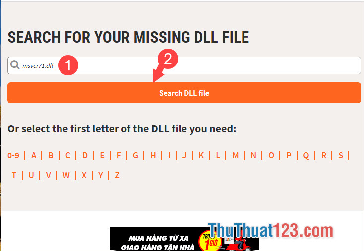 Chọn Search DLL file