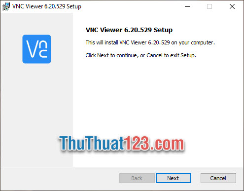 Cài đặt VNC Viewer tương tự với VNC Server