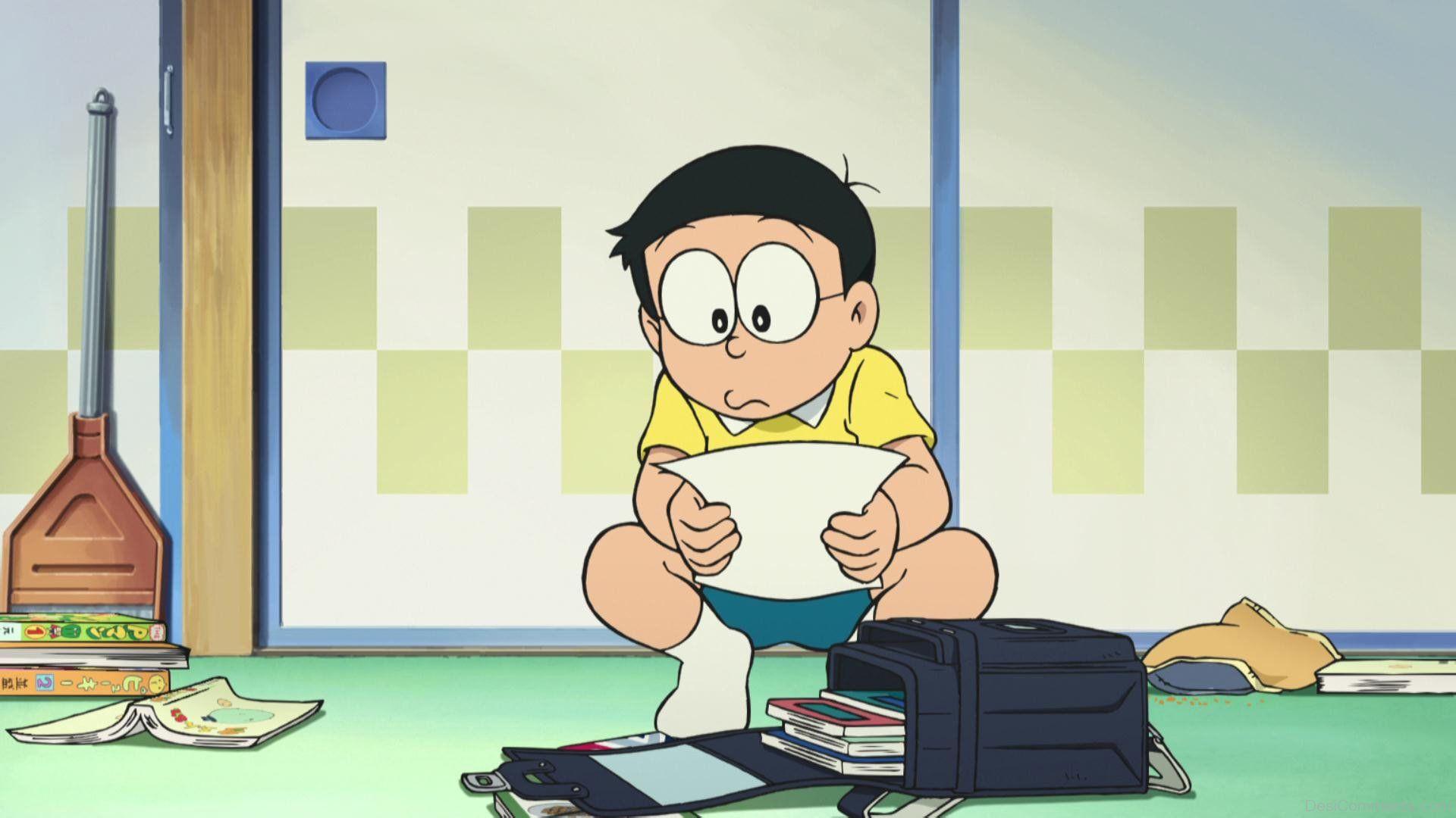 Ảnh Nobita buồn khi xem bài kiểm tra