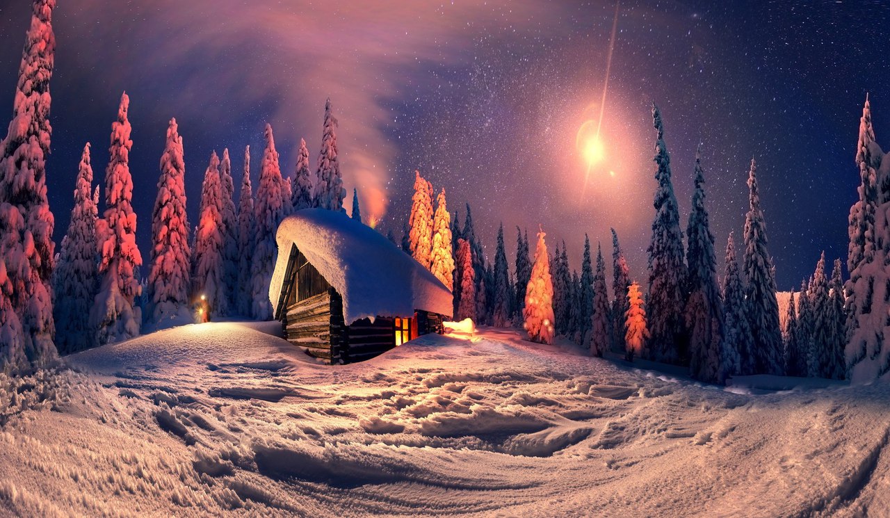 Star night mountain cabin images