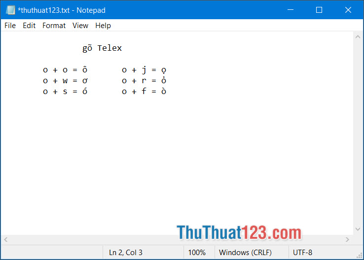 Bạn mở trình soạn thảo và bắt đầu gõ tiếng Việt có dấu với kiểu Telex