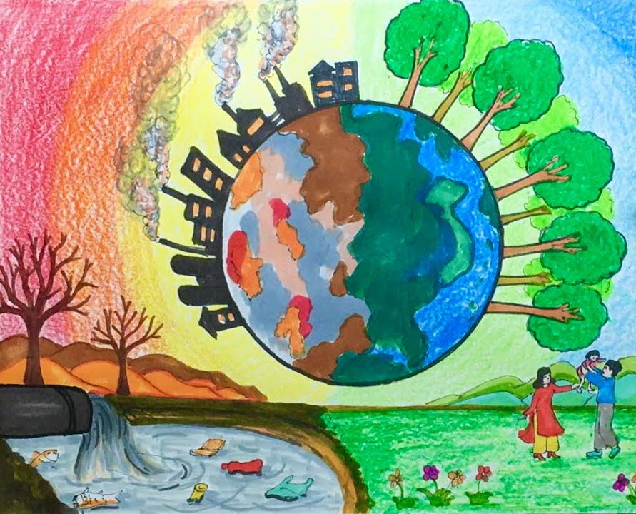 Tranh học sinh vẽ bảo vệ môi trường