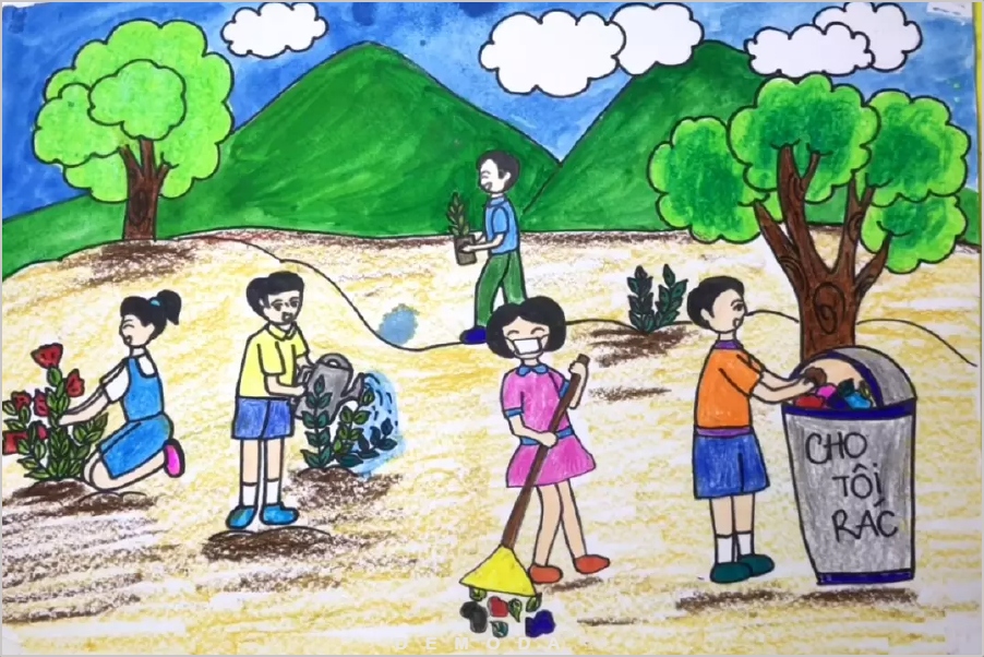 Tranh vẽ bảo vệ môi trường của học sinh