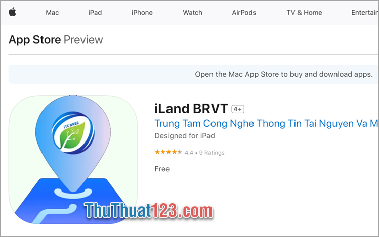 Tải ứng dụng tra cứu theo tỉnh, ví dụ ứng dụng iLand BRVT cho tỉnh Bà Rịa - Vũng Tàu