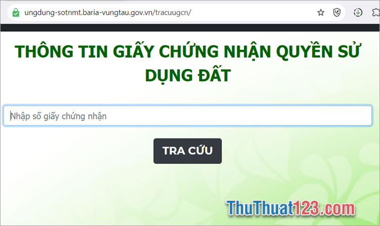 Truy cập trang web tra cứu chính thức