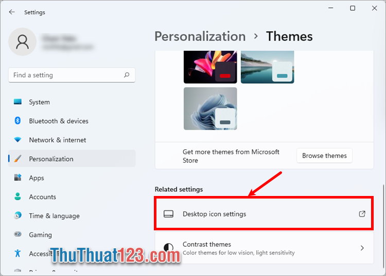 Bạn chọn tiếp Desktop icon settings