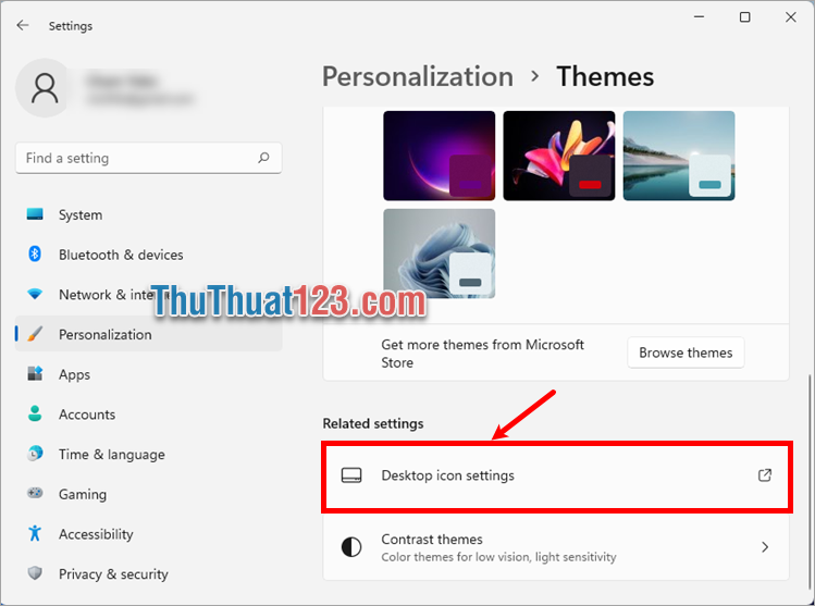 Chọn Desktop icon settings