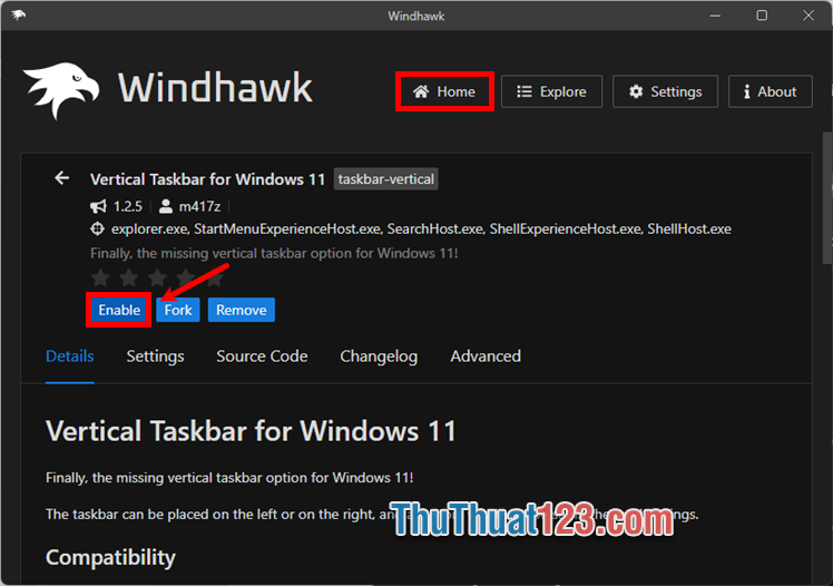 Để chuyển thanh taskbar nằm dọc trên Windows 11 bạn chọn Enable Để chuyển thanh taskbar nằm dọc trên Windows 11 bạn chọn Enable
