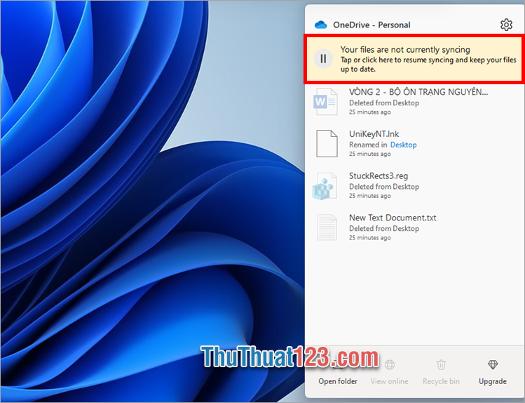 OneDrive sẽ được tạm dừng đồng bộ trong khoảng thời gian chọn