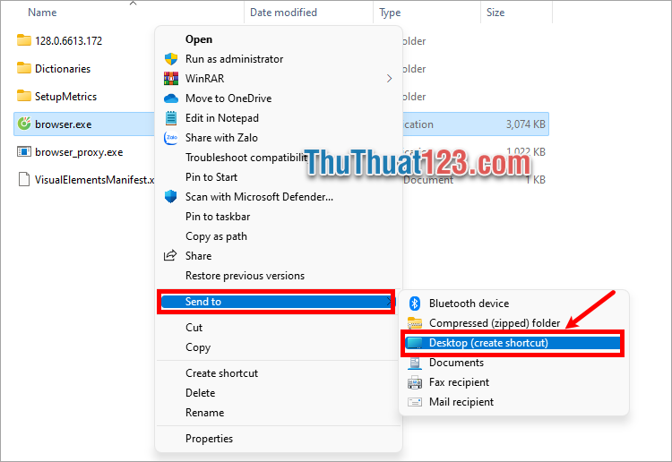 Sử dụng tính năng send to để đưa icon ra màn hình desktop nhanh chóng